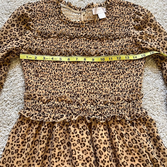 Rachel Parcell Cheetah Print Smocked Ruffle Long Sleeve Dress Size XS - Picture 6 of 11